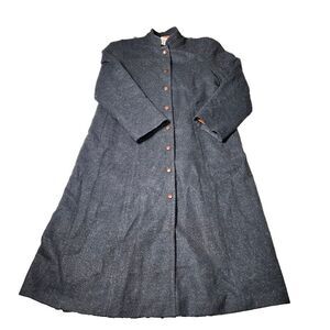 VINTAGE 80s J.G. HOOK Grey Warm Long Length Winter Retro Trench Coat Size 14